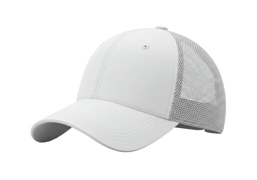 Isolated White Trucker Hat with Grey Mesh for Mockup and Branding