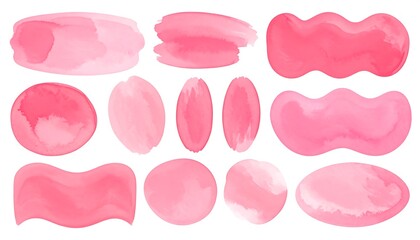 Pink Watercolor Shapes Collection - Design Elements