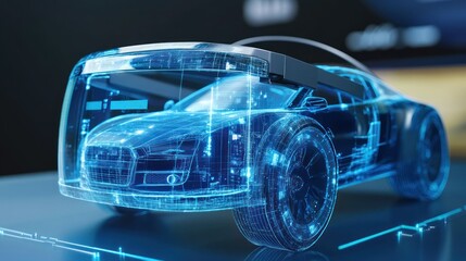 A Digital Wireframe Visualization of a Modern Sports Car