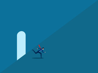 businessman runs out the door