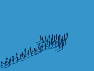 group of people stands in a developmental spiral