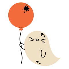 Cute ghost adorable playful characters for halloween decoration party. Spooky autumn elements for patterns, books. 