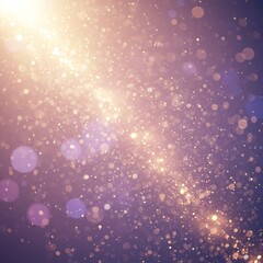 Obraz premium Abstract image of golden light particles and bokeh effects in a purple space.
