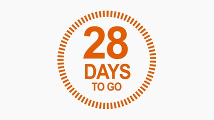 28 days to go, icon, stile, timer, countdown, Count time display with numbers. illustration , business, sale, label button ,promotion clock signs business concept isolated on white background