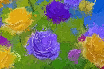 Various oil paintings, floral landscapes, creeks, lotus leaves, lotus flowers, forests, roses, peonies, lakes