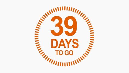 37 days to go, icon, stile, timer, countdown, Count time display with numbers. illustration , business, sale, label button ,promotion clock signs business concept isolated on white background