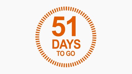 51 days to go, icon, stile, timer, countdown, Count time display with numbers. illustration , business, sale, label button ,promotion clock signs business concept isolated on white background