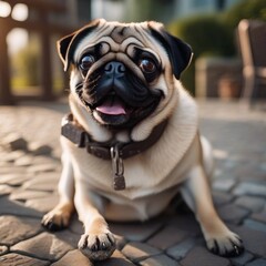 pug lying in the street