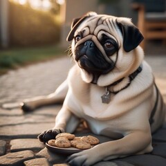 pug lying in the street