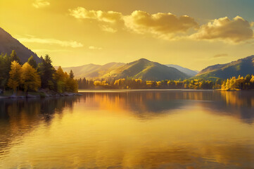 Fototapeta premium sunrise over the lake