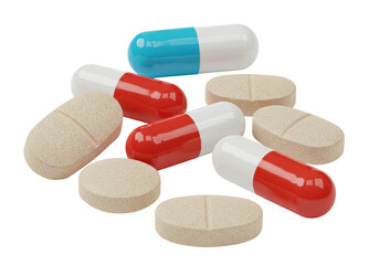Isolated Assortment of Colorful Medical Pills, Tablets, and Capsules