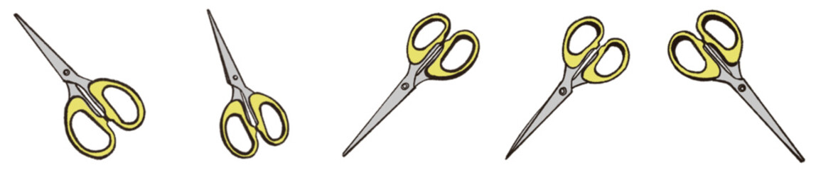 Cartoon Style Scissors Illustration PNG with Yellow Handle for Stationery Design