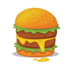 Burger vector set. Set of fast food illustration. Hamburger vector illustration. Fast Food Icons Set. Burger illustration. cheese burger illustration