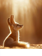 Fototapeta premium Fennec Fox in Golden Sunset Light