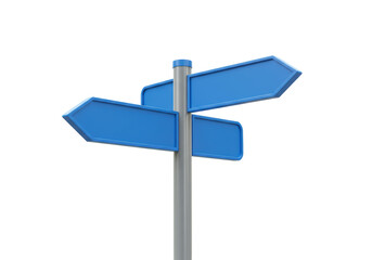 Isolated Blank Blue Road Sign with Multiple Arrows for Decision Making