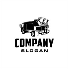 Trash bin cleaning truck logo with masculine style design