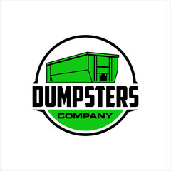 Dumpster rental logo in a masculine style badge design