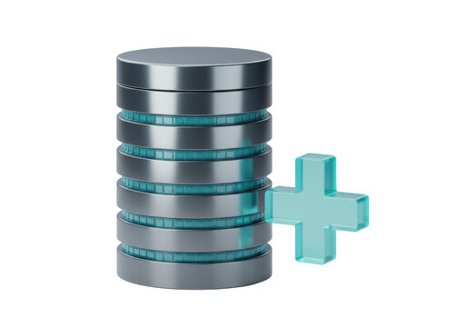 Isolated Database Server Icon with an Add Plus Symbol