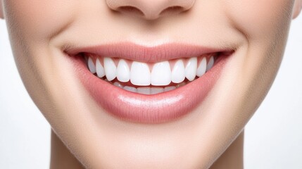 Happy young woman smiling in studio during daytime close-up