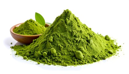Pile of green matcha powder