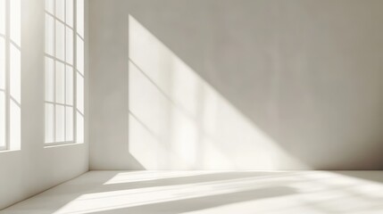 Obraz premium Sunlight streaming through window, shadows in minimalist room