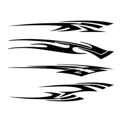 Abstract Racing Stripe Vector Set, Black Vehicle Decal Graphics, Car and Motorcycle Wrap Design Collection