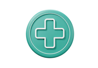 Isolated Medical Cross Button for Healthcare Interface