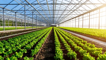 Greenhouse Lettuce Farming, Sunny Day