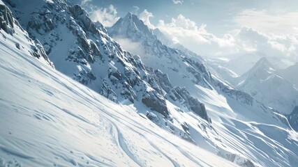 Person skiing on snowy mountain slope