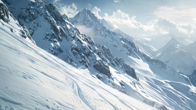 Person skiing on snowy mountain slope
