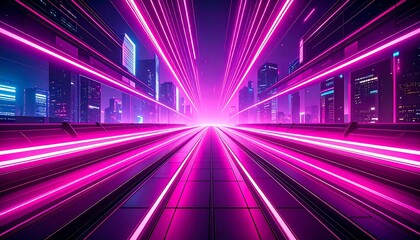 Futuristic city neon pathway illustration