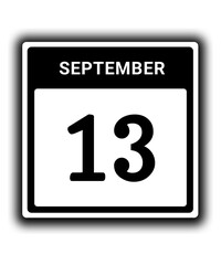 black calendar icon September month date 13