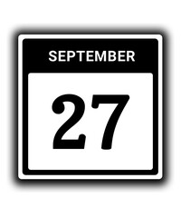 black calendar icon September month date 27