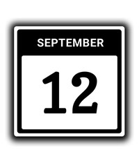black calendar icon September month date 12
