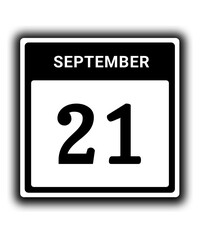 black calendar icon September month date 21