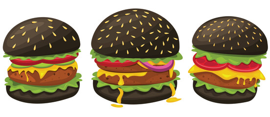 Burger vector set. Set of fast food illustration. Hamburger vector illustration. Fast Food Icons Set. Burger illustration. cheese burger illustration