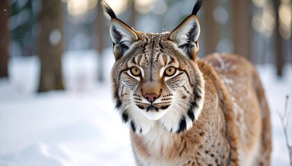 Obraz premium Lynx in snowy forest