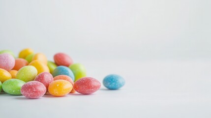 Colorful oval candies on a table indoors during daytime