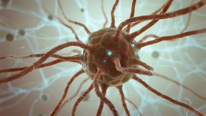 Microscopic View of a Neuron with Dendrites and Synaptic Connections