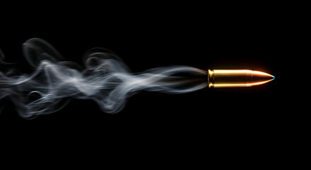 Bullet in Flight: Dramatic Smoke Trail, Golden Cartridge
