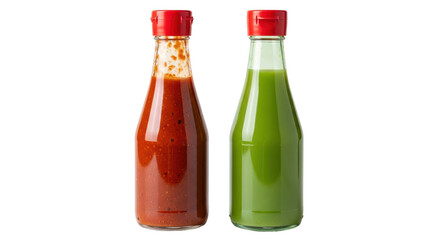 Isolated Hot Sauce Bottles