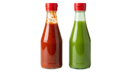 Isolated Hot Sauce Bottles