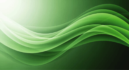 Abstract green flowing waves with gradient and light effects, creating a dynamic composition.