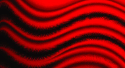 Abstract waves of red and black create a dynamic, flowing pattern.