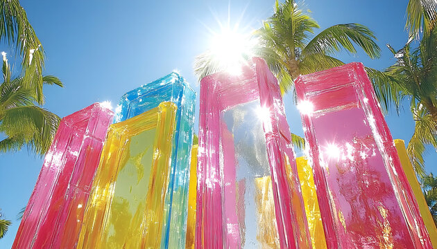 Vibrant translucent blocks summer background design