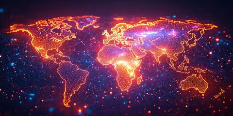 Abstract global network connection on technology background. world maps for global business.