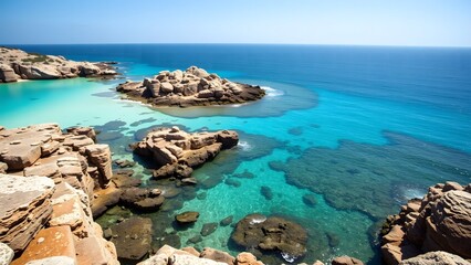 Rottnest Island coast with turquoise crystal clear waters
