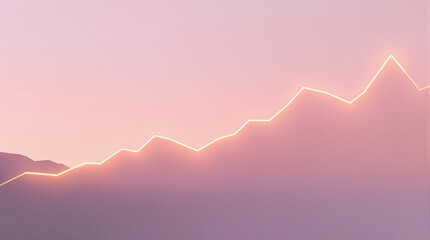 Glowing Line Graph Over Sunset Landscape