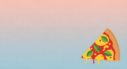 Delicious Slice of Pizza with Melted Cheese and Basil