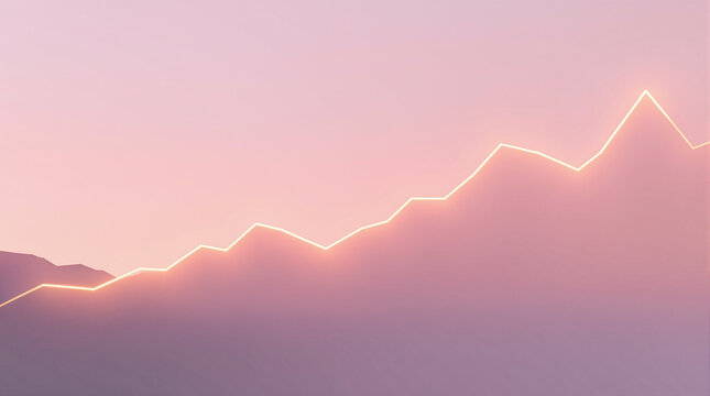 Glowing Line Graph Over Sunset Landscape - Powered by Adobe